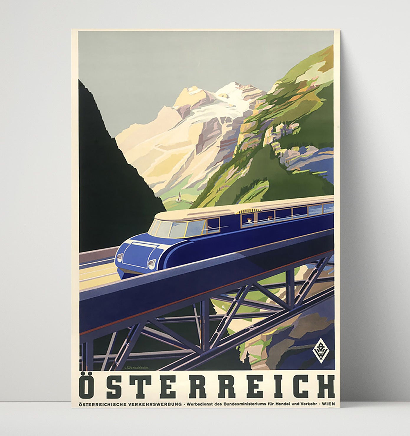 Austria Osterreich Railway Vintage Travel Print 16x20 Unframed Print travel wall art print