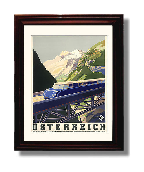 Austria Osterreich Railway travel poster wall art 8x10 Canvas