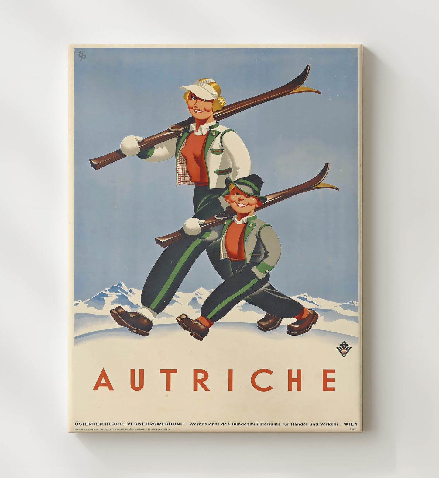 Austria Ski Tourism Vintage Travel Print 20x24 Canvas travel wall art print