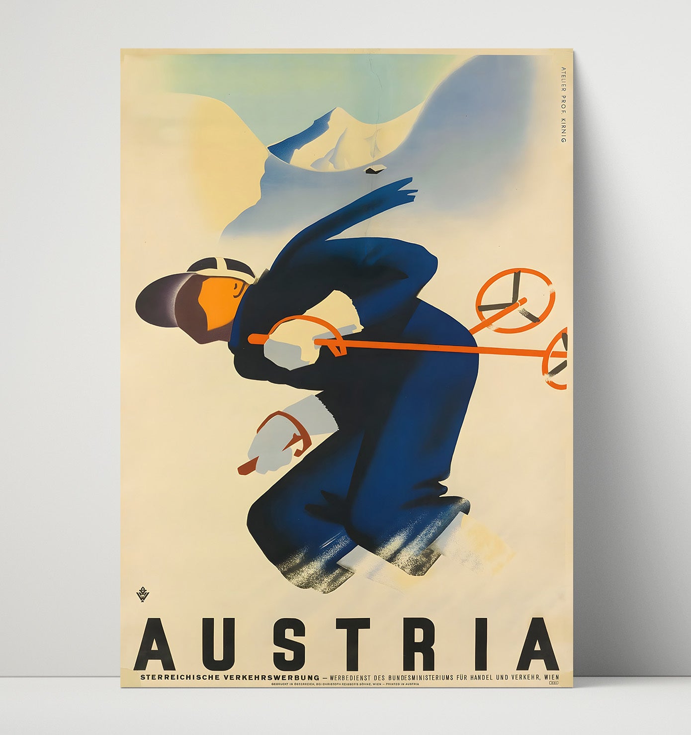 Austria Skier Vintage Travel Print 16x20 Unframed Print travel wall art print