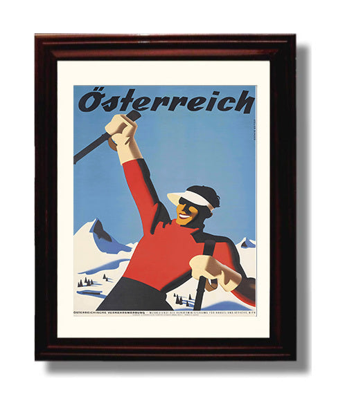 Austria Skiing Alps travel poster wall art 8x10 Canvas