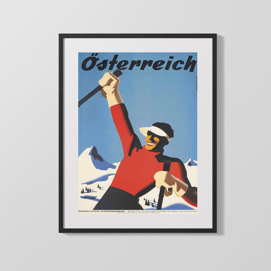 Classic Travel Poster - Austria - Skiing Trio