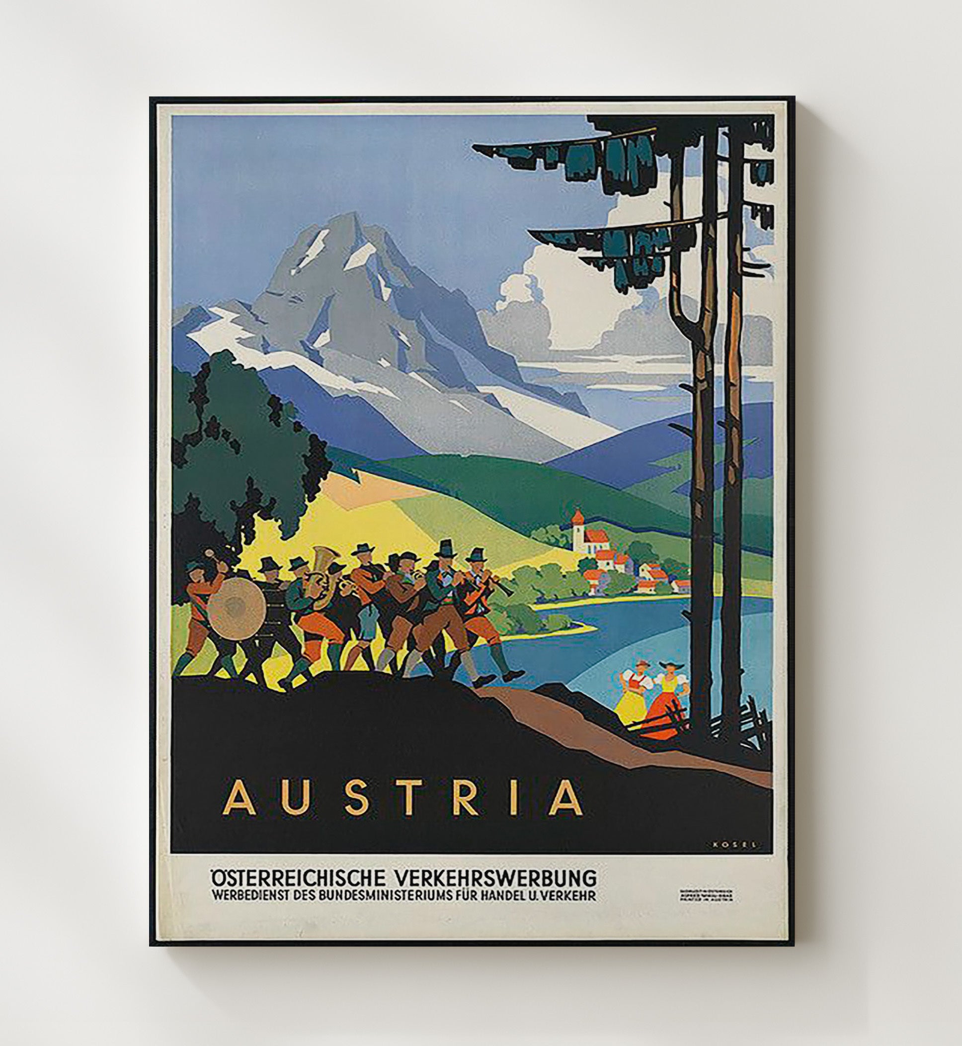 Austria Traditional Parade Vintage Travel Print 20x24 Canvas travel wall art print