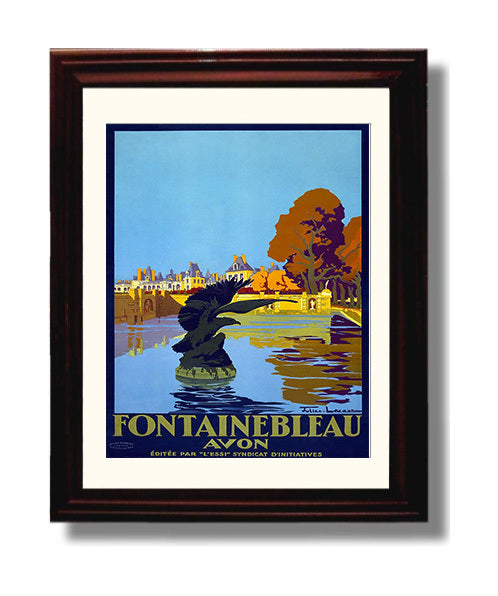 Avon Fountainbleau Vintage Travel Print 8x10 Beveled Frame travel wall art print