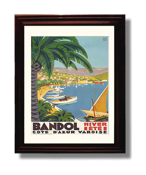 Bandol Cote d Azur travel poster wall art 8x10 Canvas