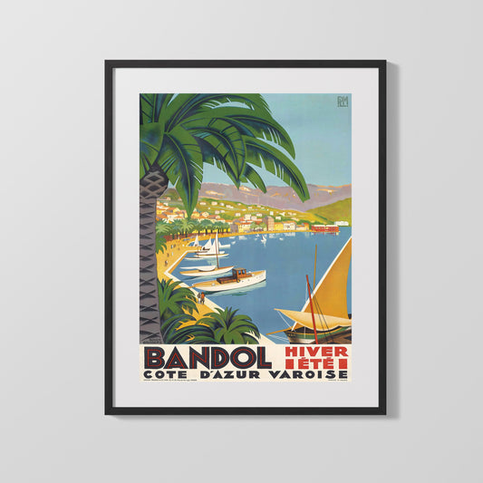 Classic Travel Poster - Bandol - Cote dAzur