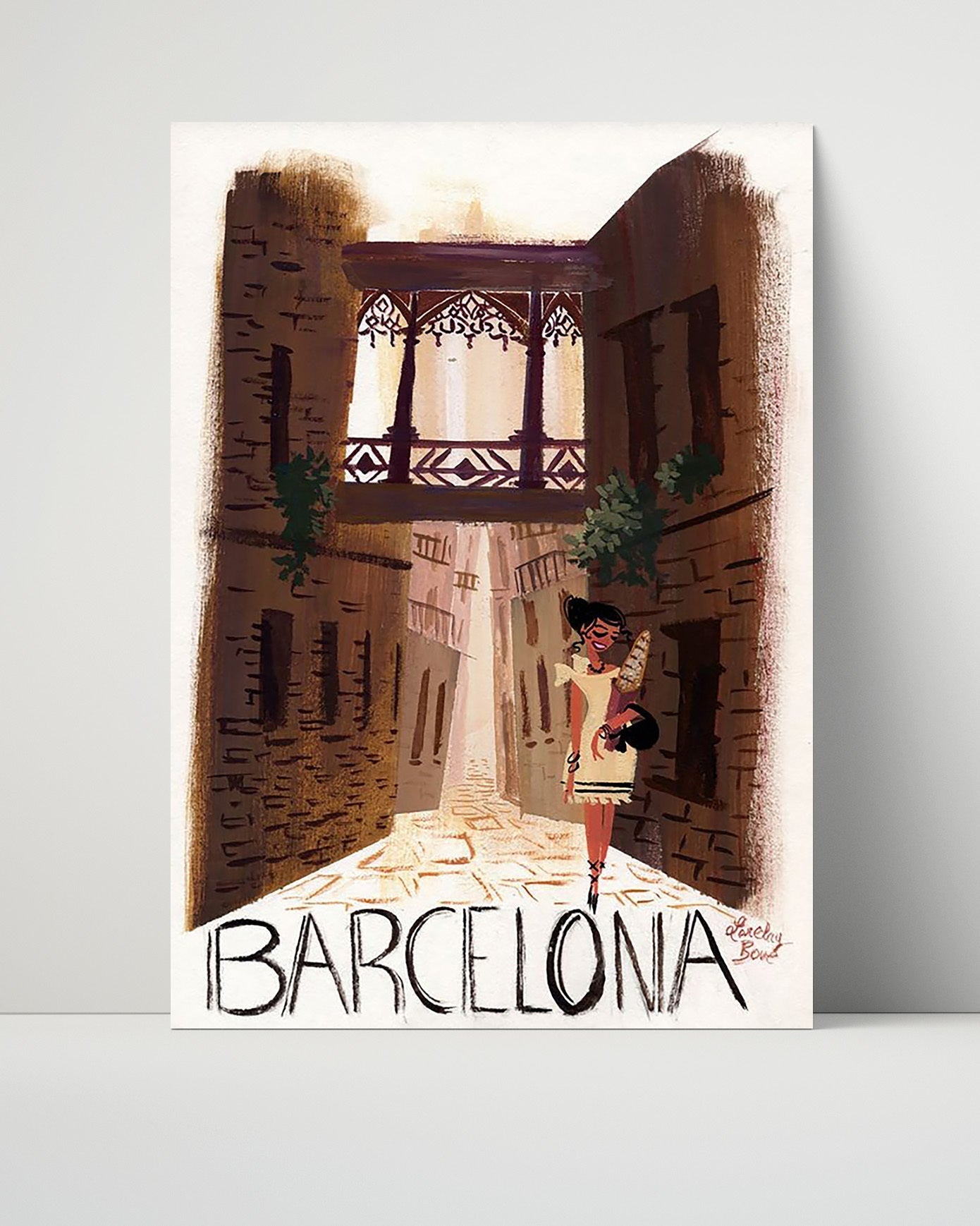 Classic Travel Unframed Poster -  Barcelona - Gothic Quarter Street