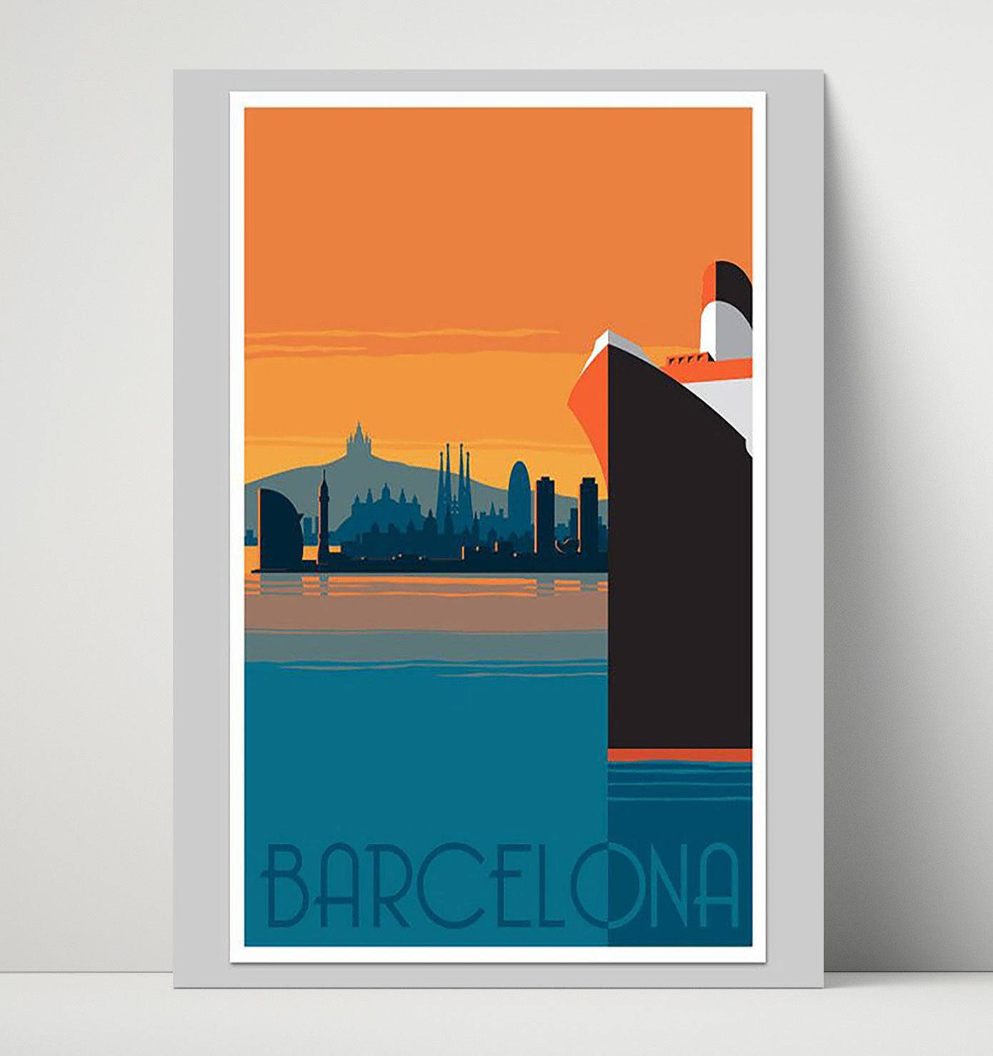 Barcelona Skyline Sagrada Familia Vintage Travel Print 16x20 Unframed Print travel wall art print