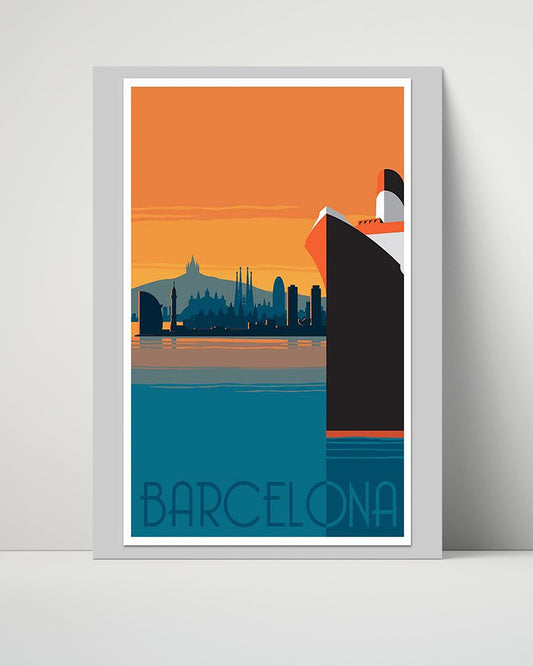 Classic Travel Unframed Poster -  Barcelona - Skyline Sagrada Familia