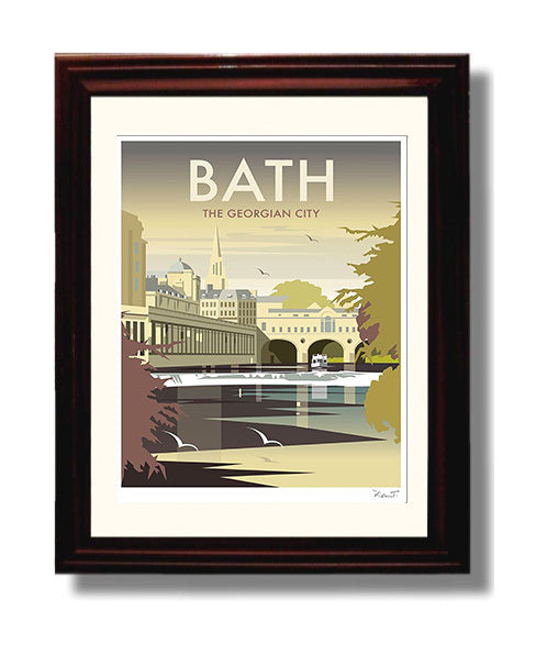 Bath Pulteney Bridge Vintage Travel Print 8x10 Beveled Frame travel wall art print