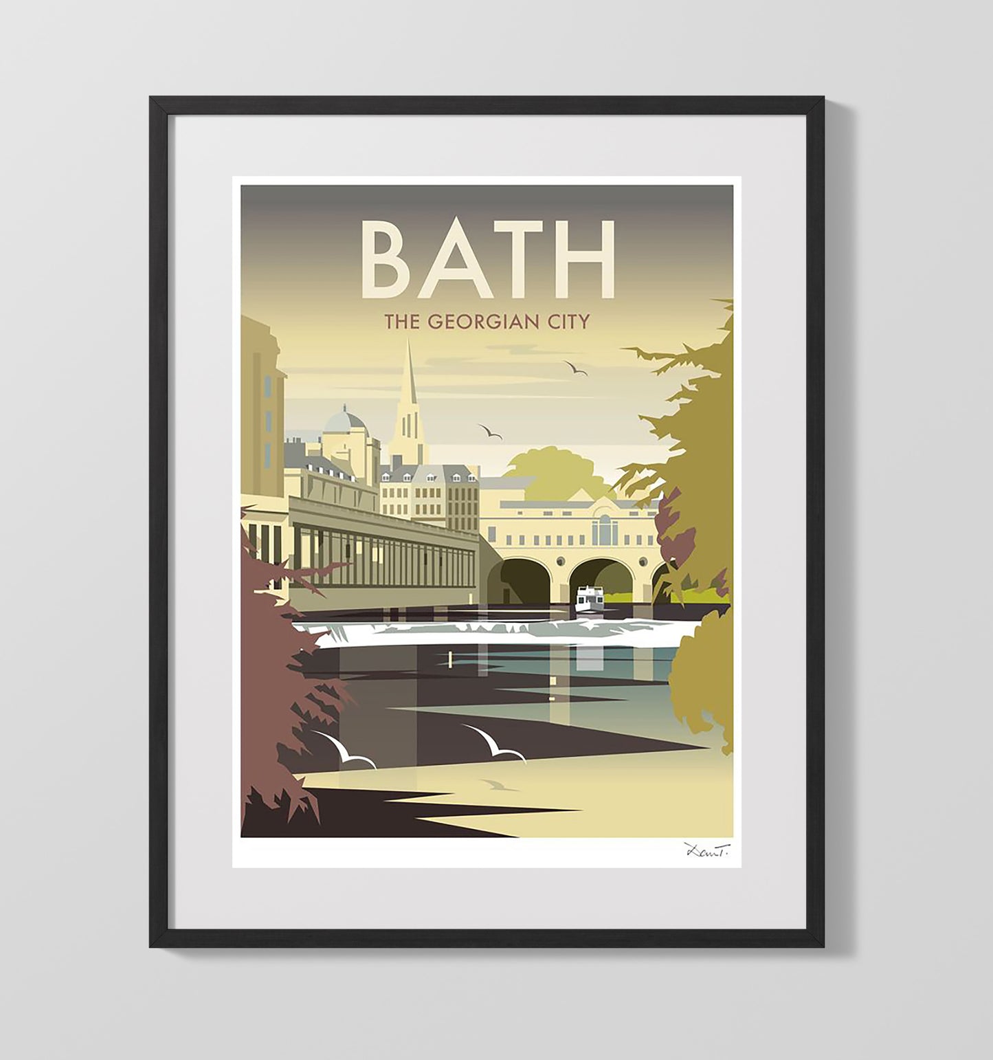 Bath Pulteney Bridge Vintage Travel Print 16x20 Gallery Frame travel wall art print