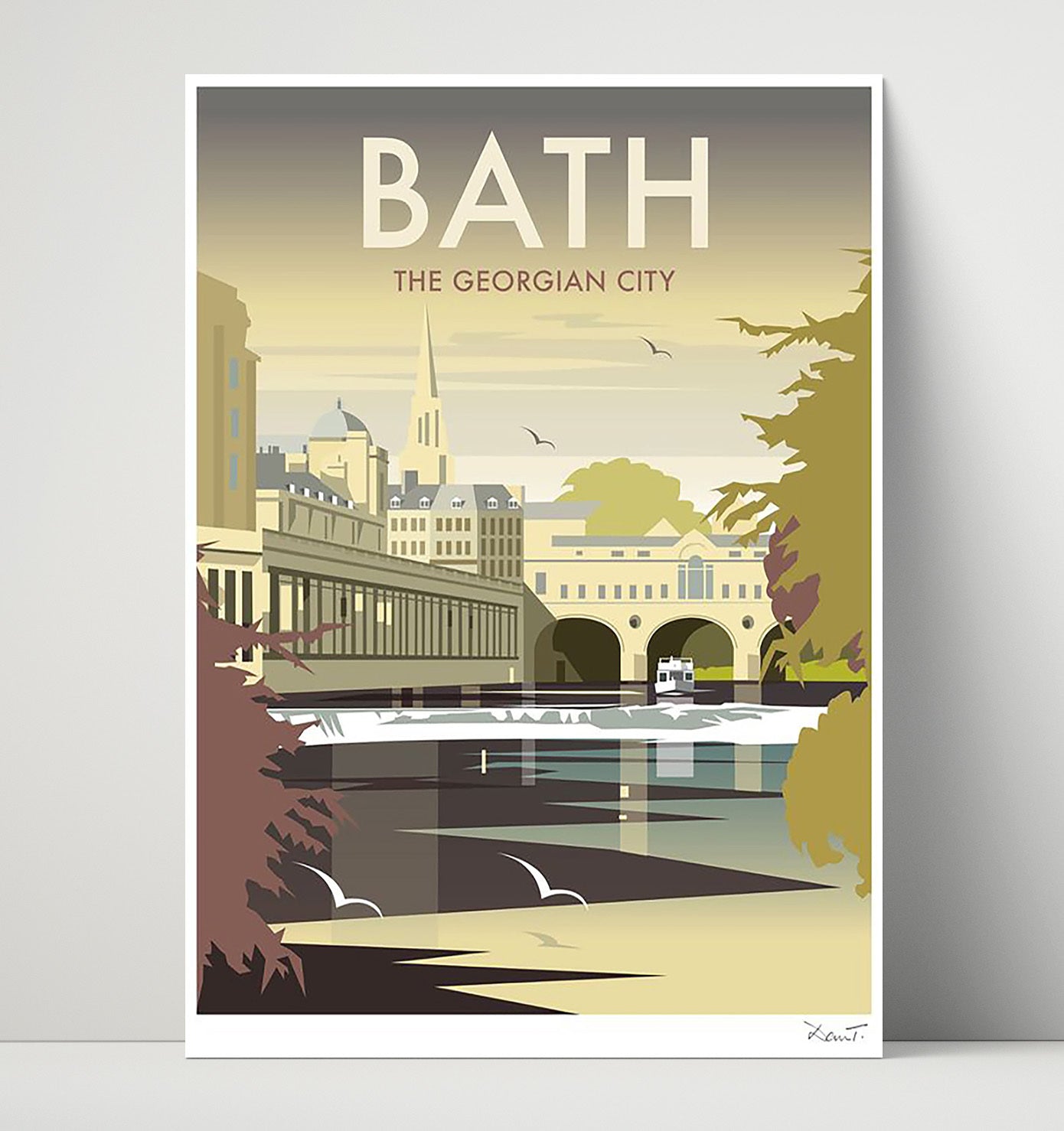 Bath Pulteney Bridge Vintage Travel Print 16x20 Unframed Print travel wall art print