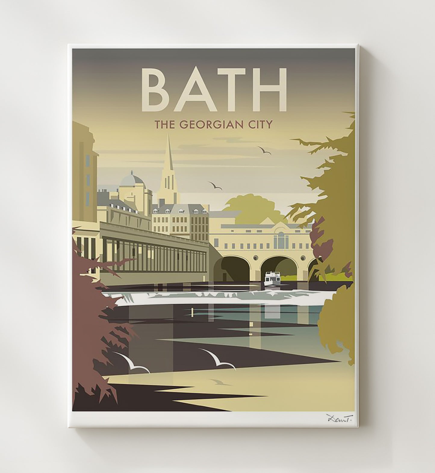 Bath Pulteney Bridge Vintage Travel Print 20x24 Canvas travel wall art print