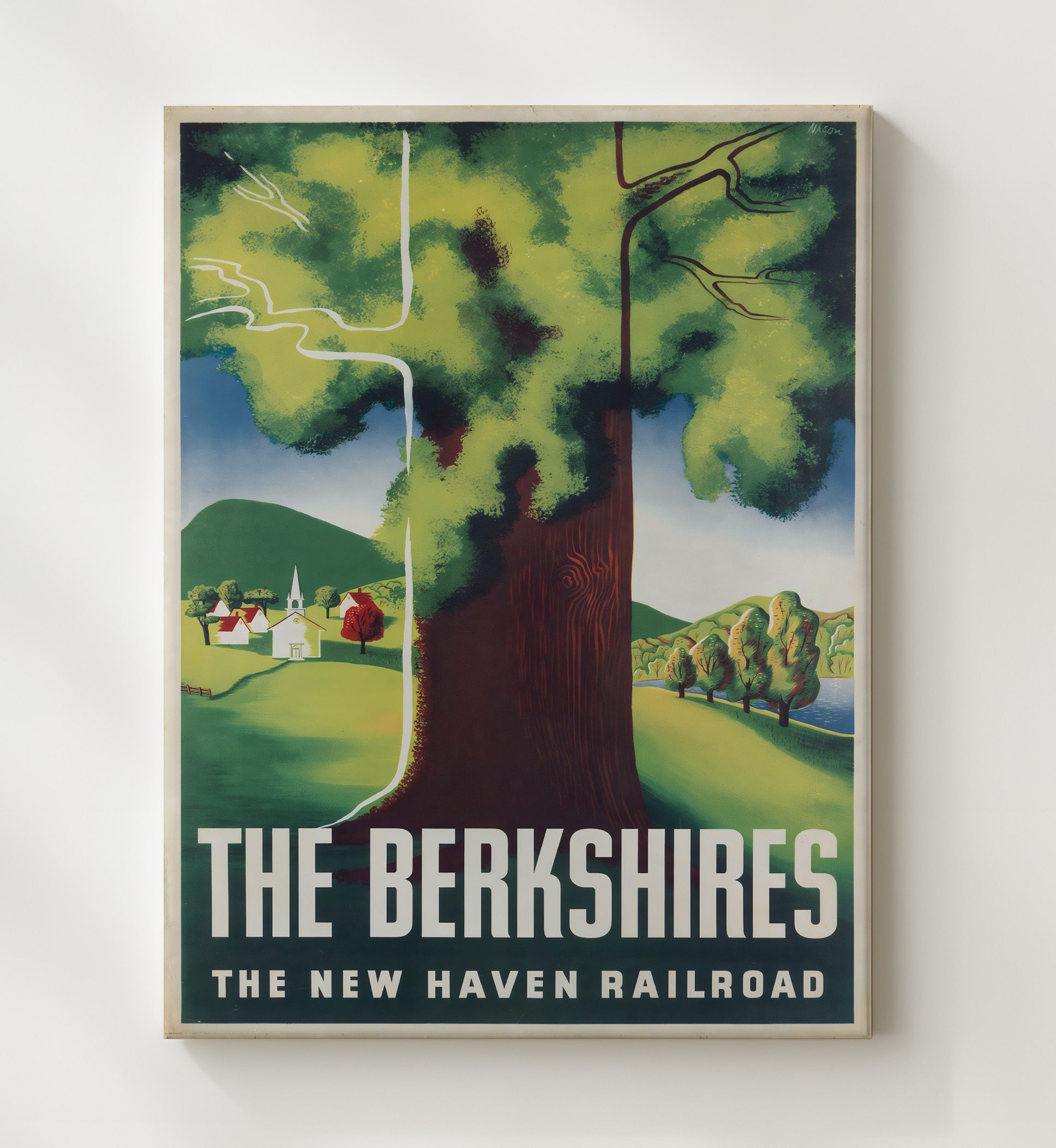 Berkshires New Haven Railroad Vintage Travel Print 20x24 Canvas travel wall art print