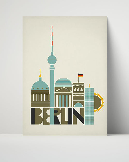 Classic Travel Unframed Poster -  Berlin - Landmarks Skyline