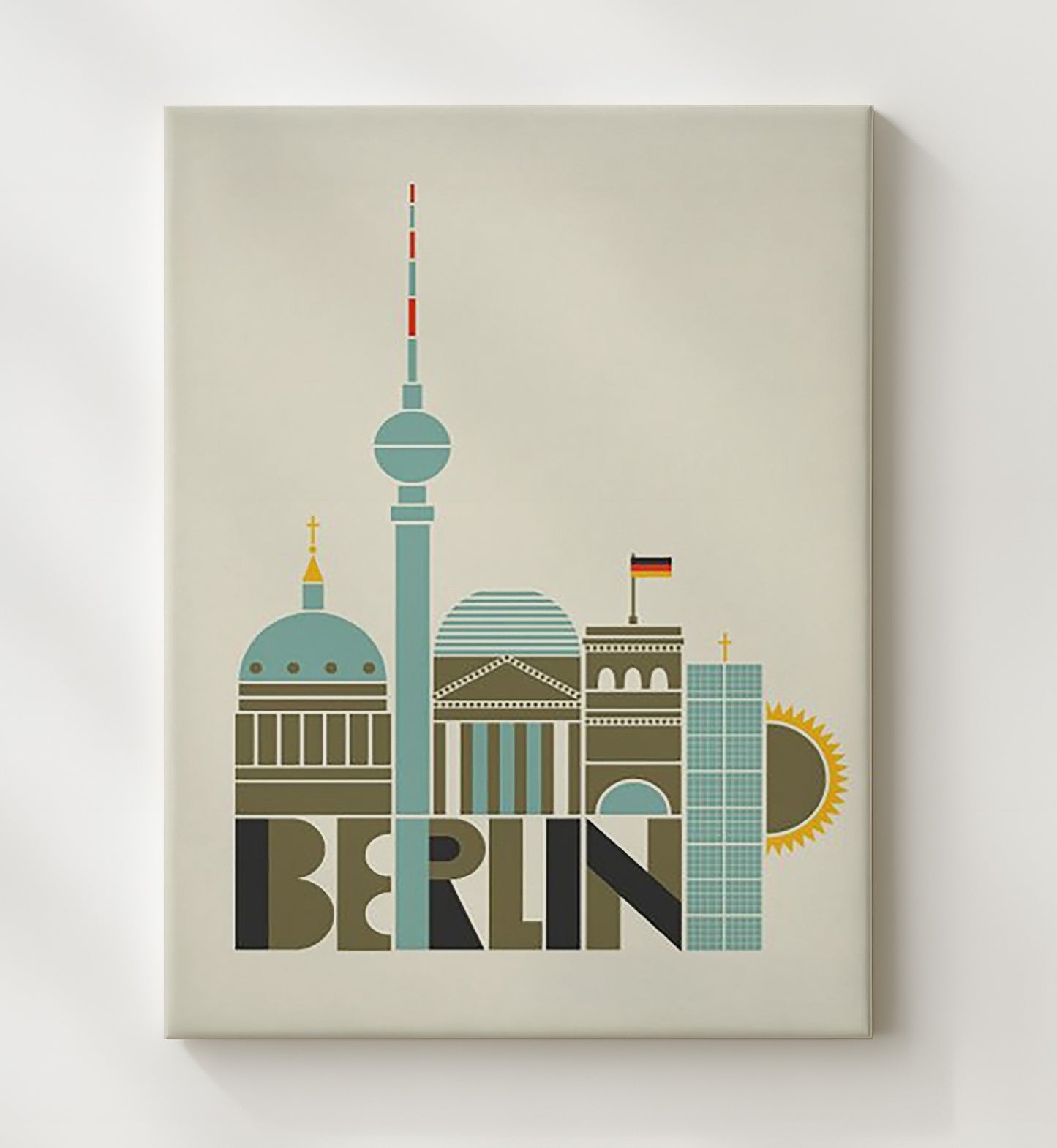 Berlin Landmarks Skyline Vintage Travel Print 20x24 Canvas travel wall art print