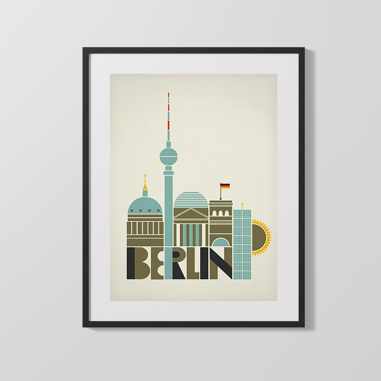Classic Travel Poster - Berlin - Landmarks Skyline