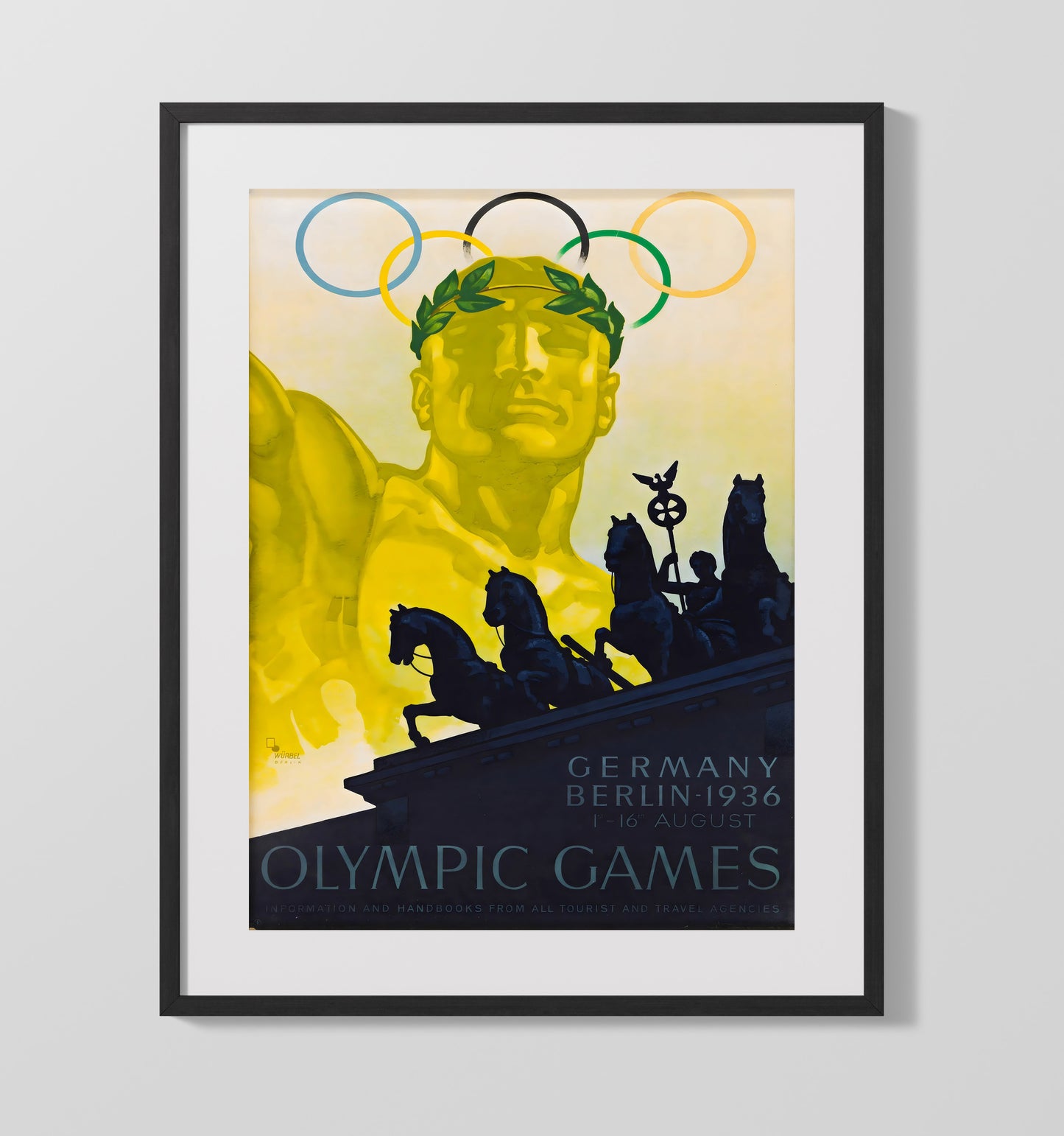 Berlin OlympicGames1936 Vintage Travel Print 16x20 Gallery Frame travel wall art print