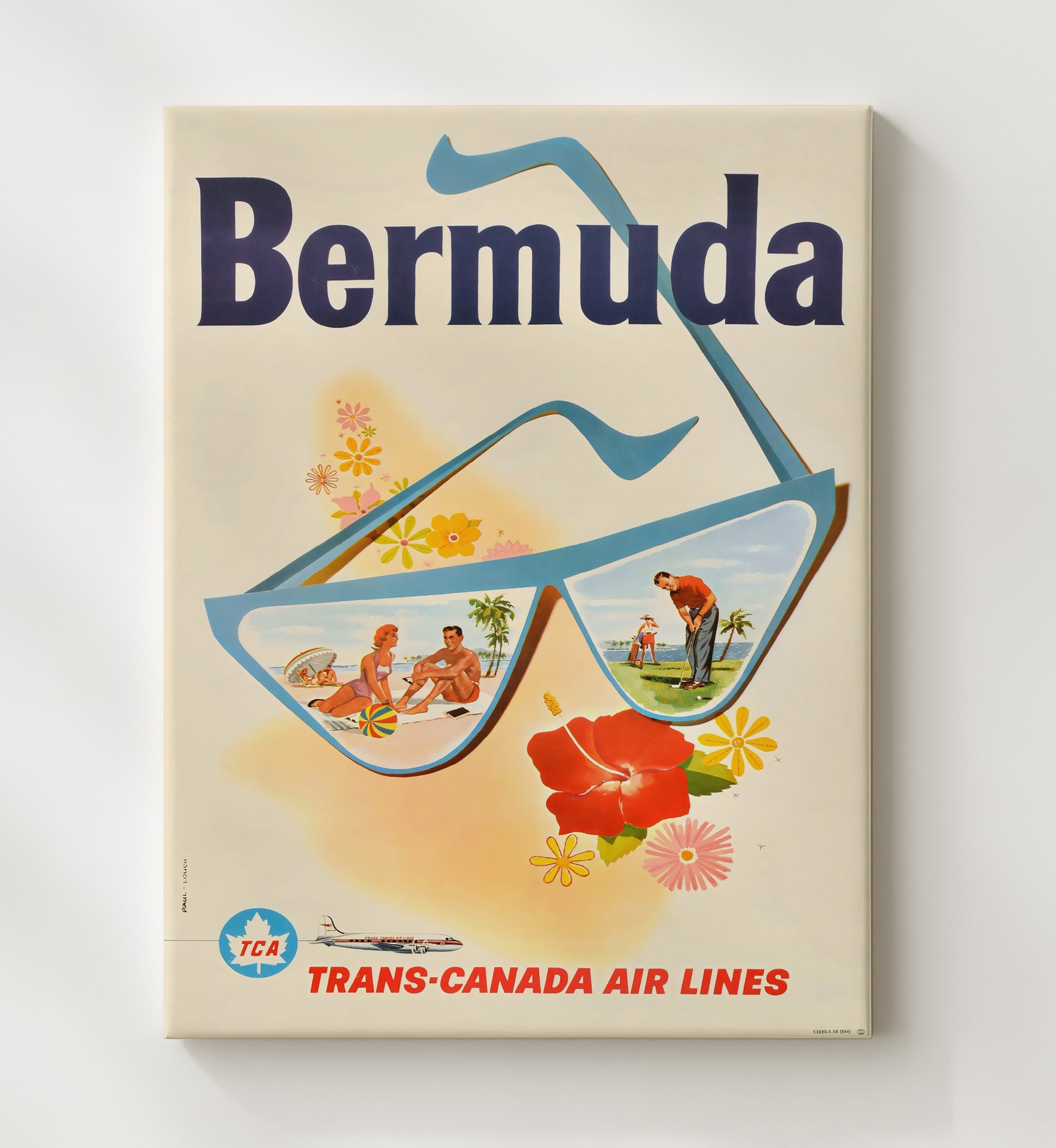 Bermuda Trans Canada Airlines Vintage Travel Print 20x24 Canvas travel wall art print