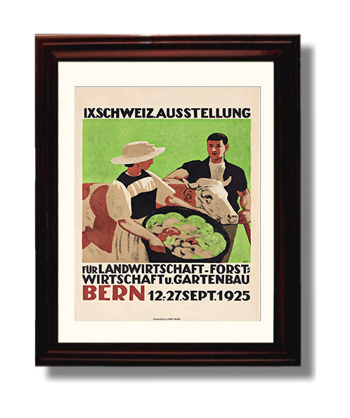 Bern Agriculture Expo Vintage Travel Print 8x10 Beveled Frame travel wall art print