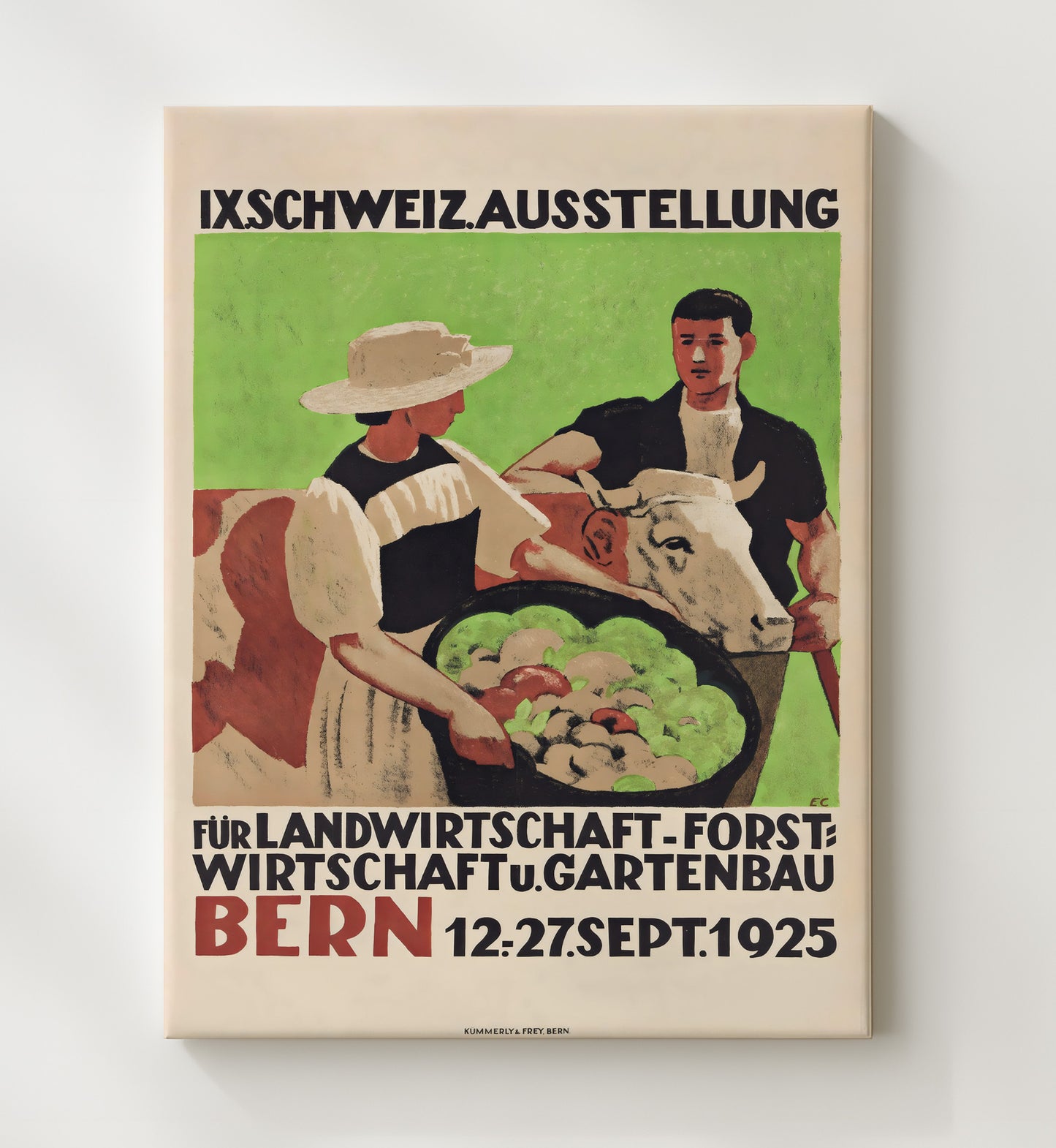 Bern Agriculture Expo Vintage Travel Print 20x24 Canvas travel wall art print