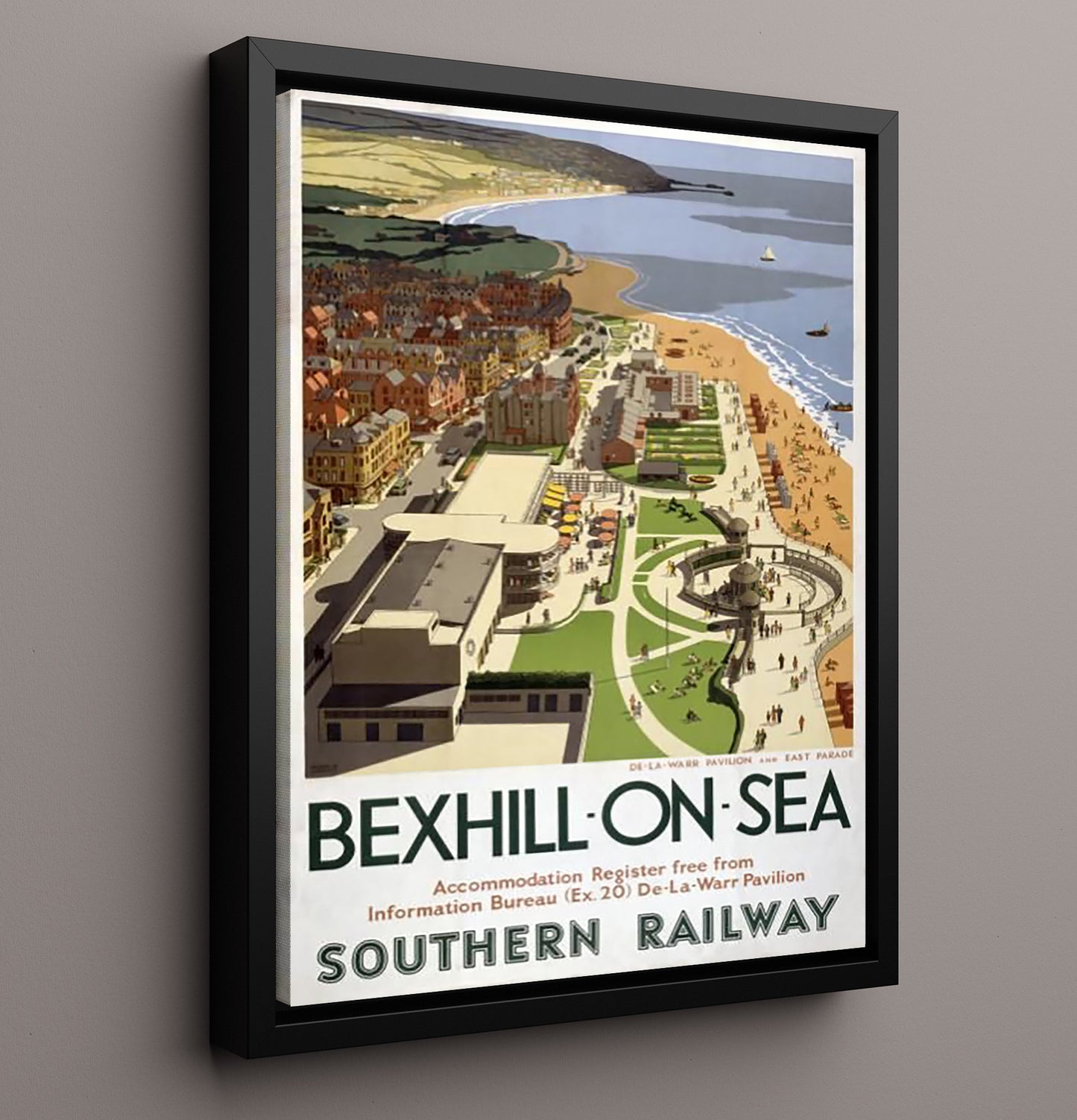 Bexhill on Sea De La Warr Pavilion Vintage Travel Print 16x20 Framed Canvas travel wall art print