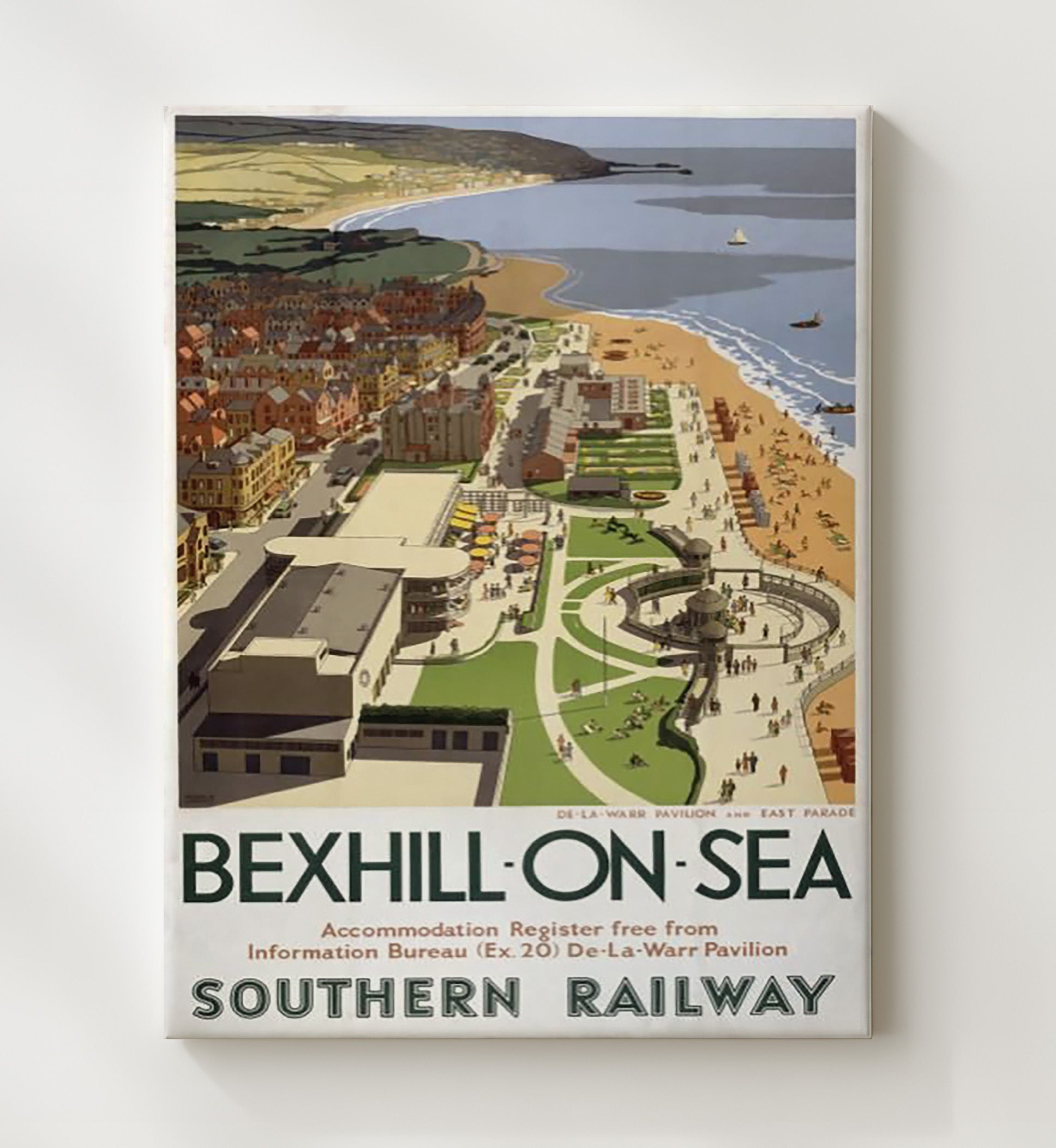 Bexhill on Sea De La Warr Pavilion Vintage Travel Print 20x24 Canvas travel wall art print