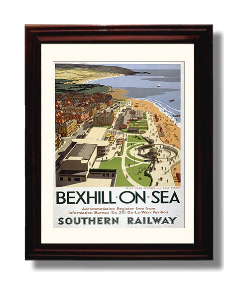 Bexhill on Sea De La Warr Pavilion Vintage Travel Print 8x10 Beveled Frame travel wall art print