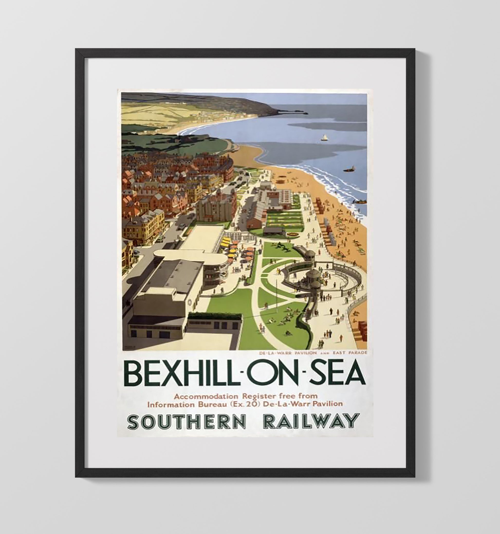 Bexhill on Sea De La Warr Pavilion Vintage Travel Print 16x20 Gallery Frame travel wall art print