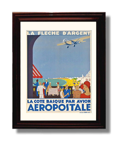 Biarritz Cote Basque Flight travel poster wall art 8x10 Canvas