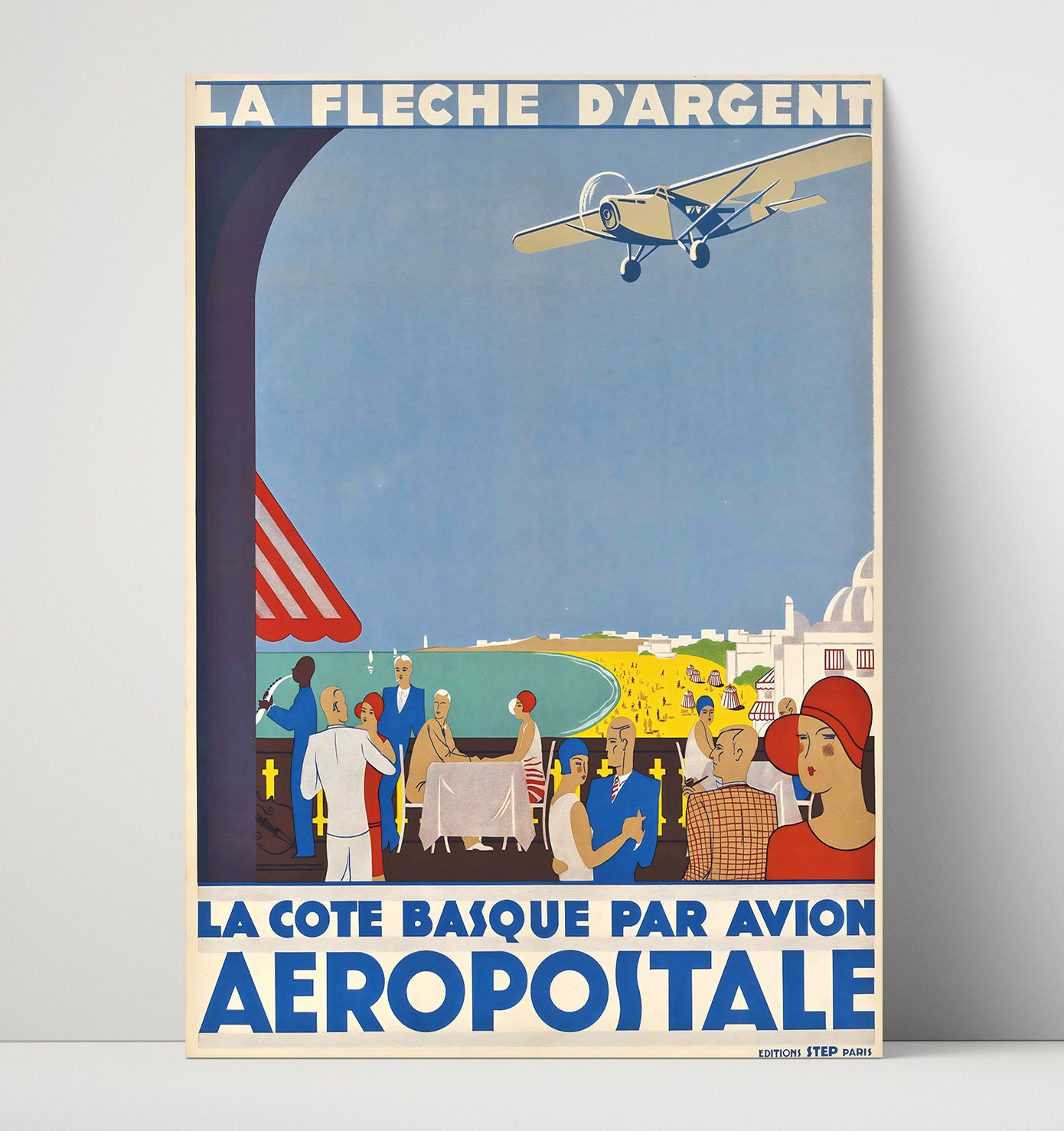Biarritz Cote Basque Flight Vintage Travel Print 16x20 Unframed Print travel wall art print