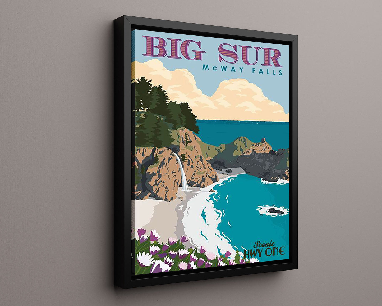 Classic Travel Poster - Big Sur - McWay Falls Hwy One