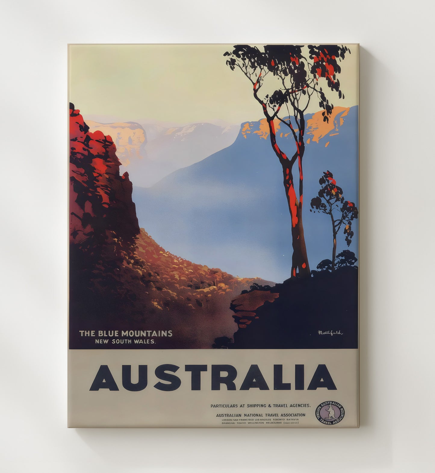 Blue Mountains Australia Vintage Travel Print 20x24 Canvas travel wall art print