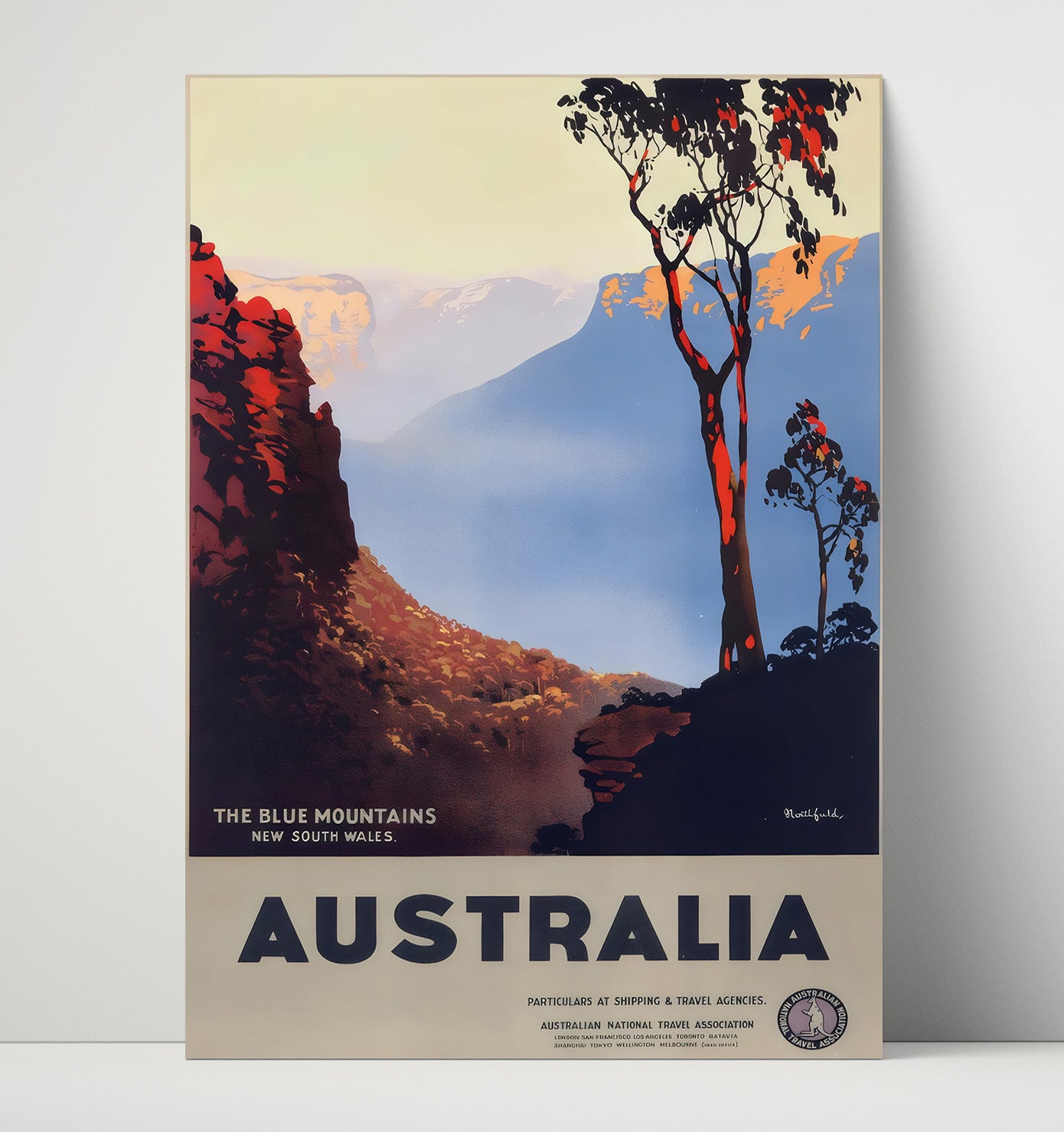 Blue Mountains Australia Vintage Travel Print 16x20 Unframed Print travel wall art print