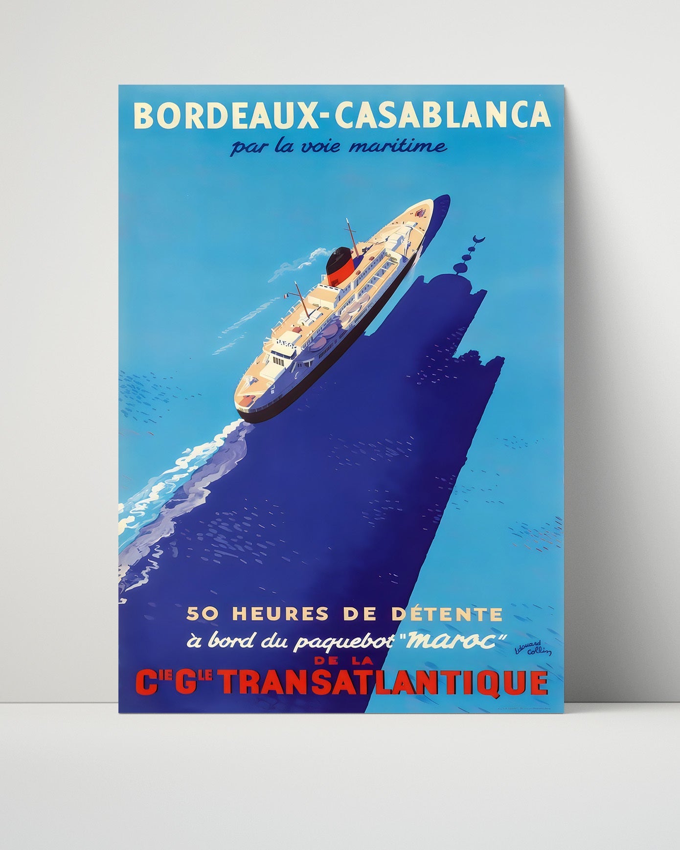 Classic Travel Poster - Bordeaux-Casablanca - Transatlantique