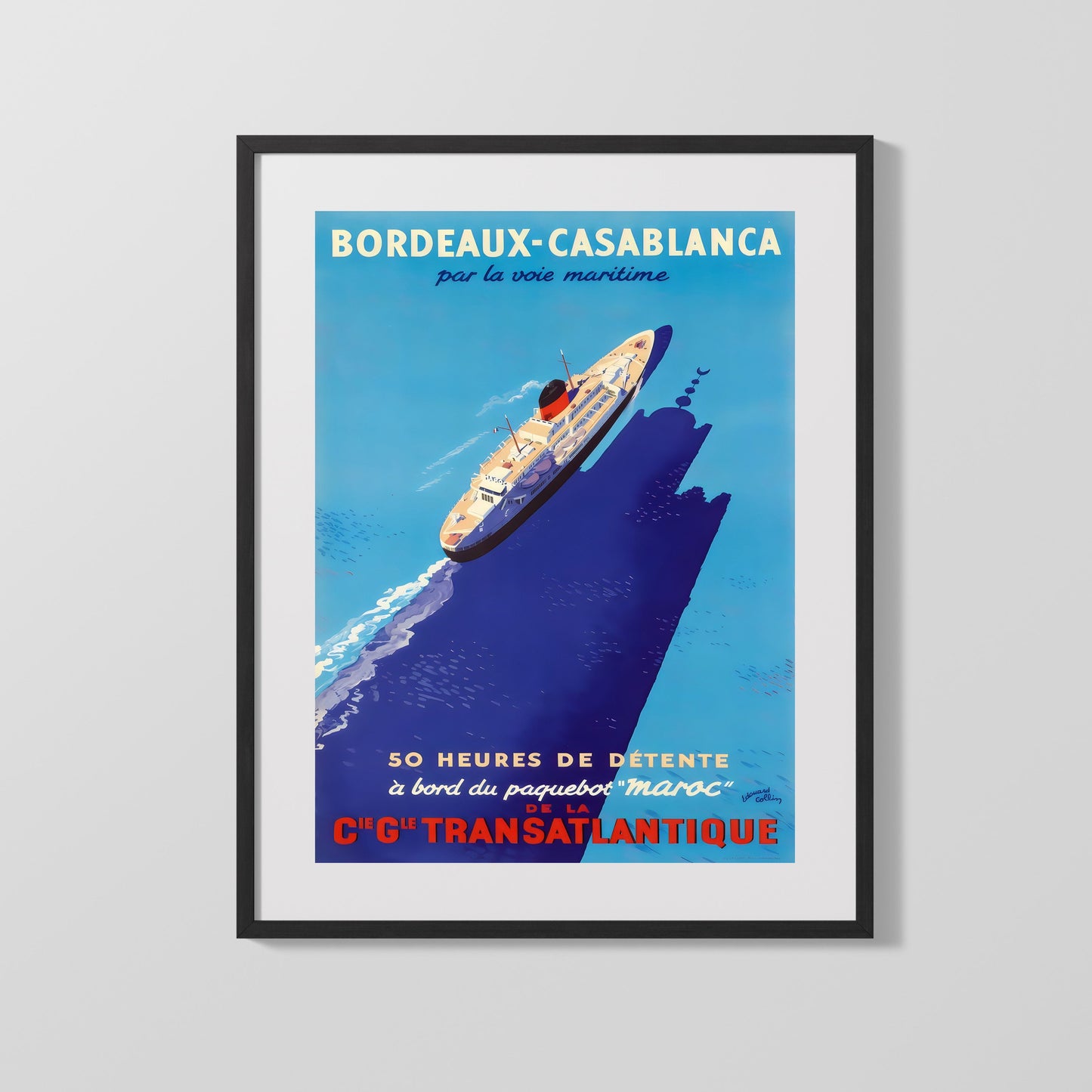 Classic Travel Poster - Bordeaux-Casablanca - Transatlantique