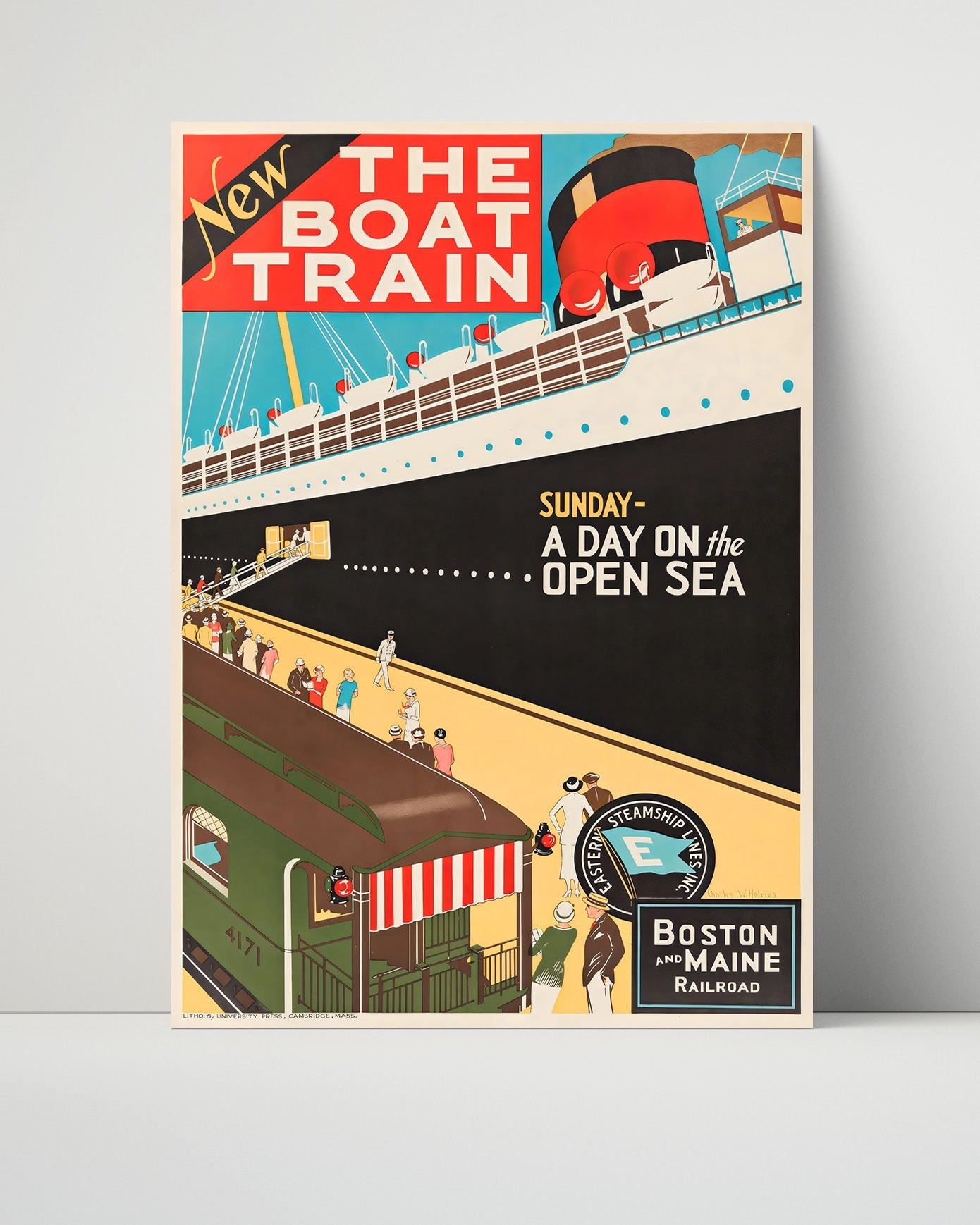 Classic Travel Poster - Boston - Boat Train