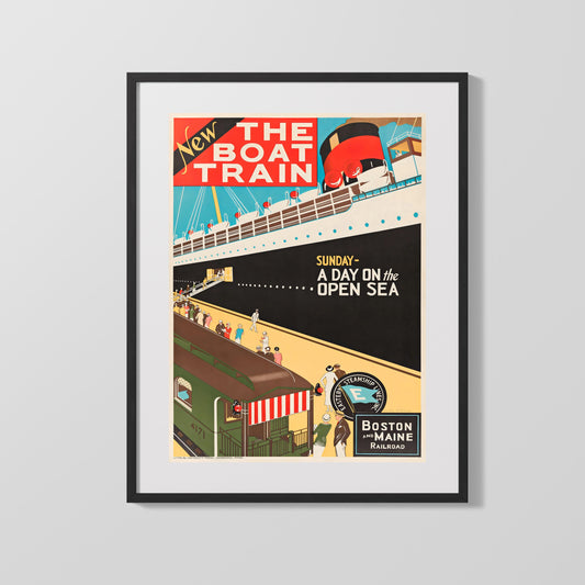 Classic Travel Poster - Boston - Boat Train