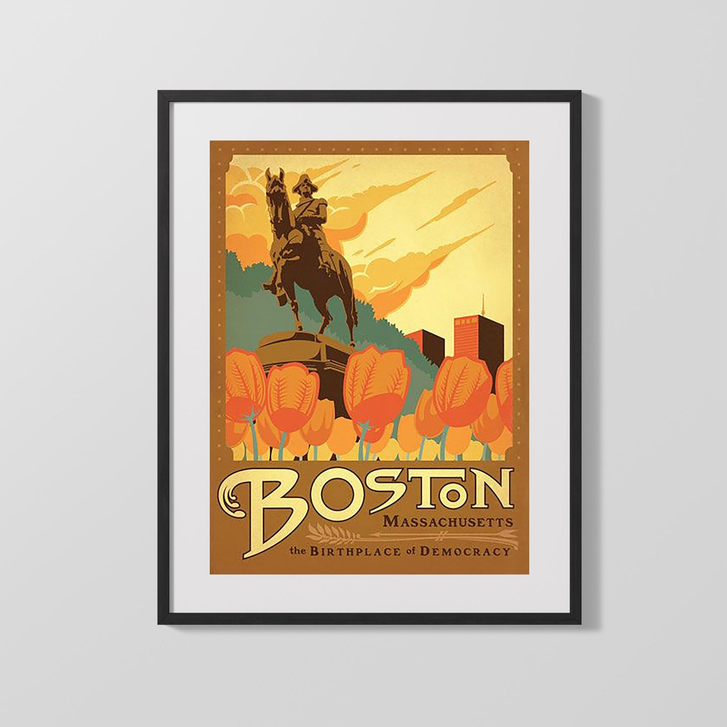 Classic Travel Poster - Boston - Paul Revere Statue