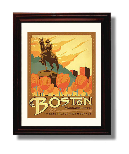Classic Travel Poster - Boston - Paul Revere Statue