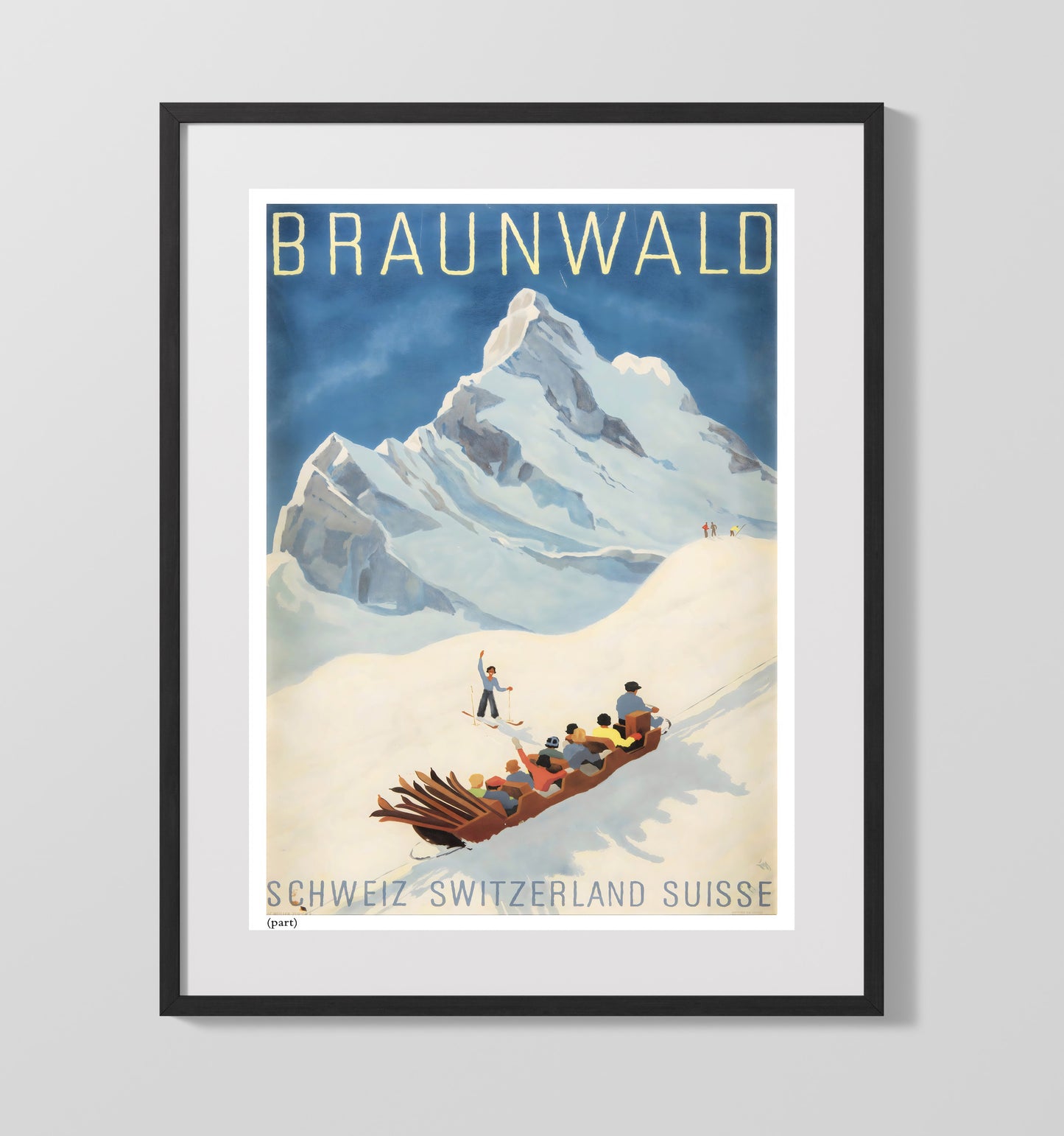 Braunwald Vintage Travel Print 16x20 Gallery Frame travel wall art print
