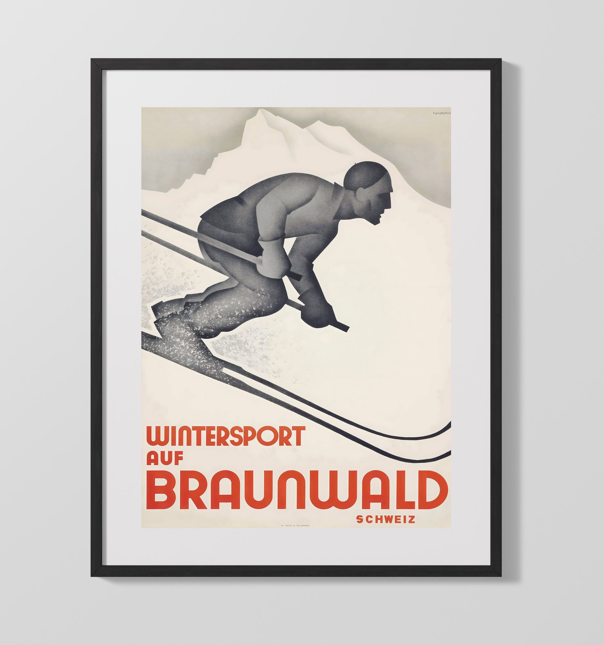 Braunwald Wintersport Vintage Travel Print 16x20 Gallery Frame travel wall art print