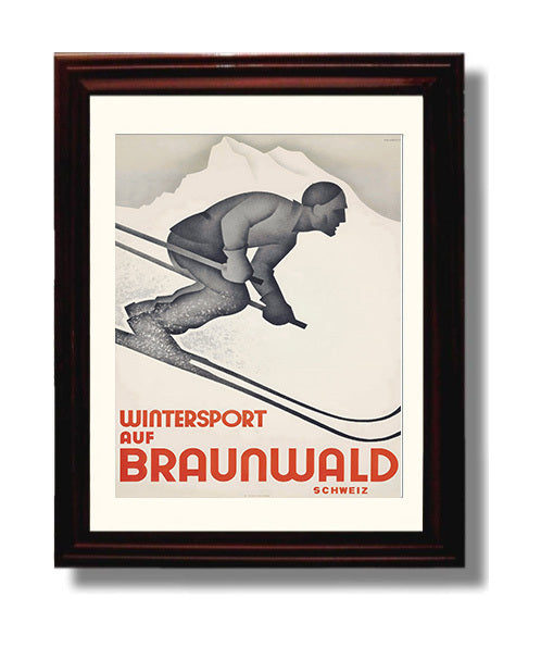 Braunwald Wintersport travel poster wall art 8x10 Canvas
