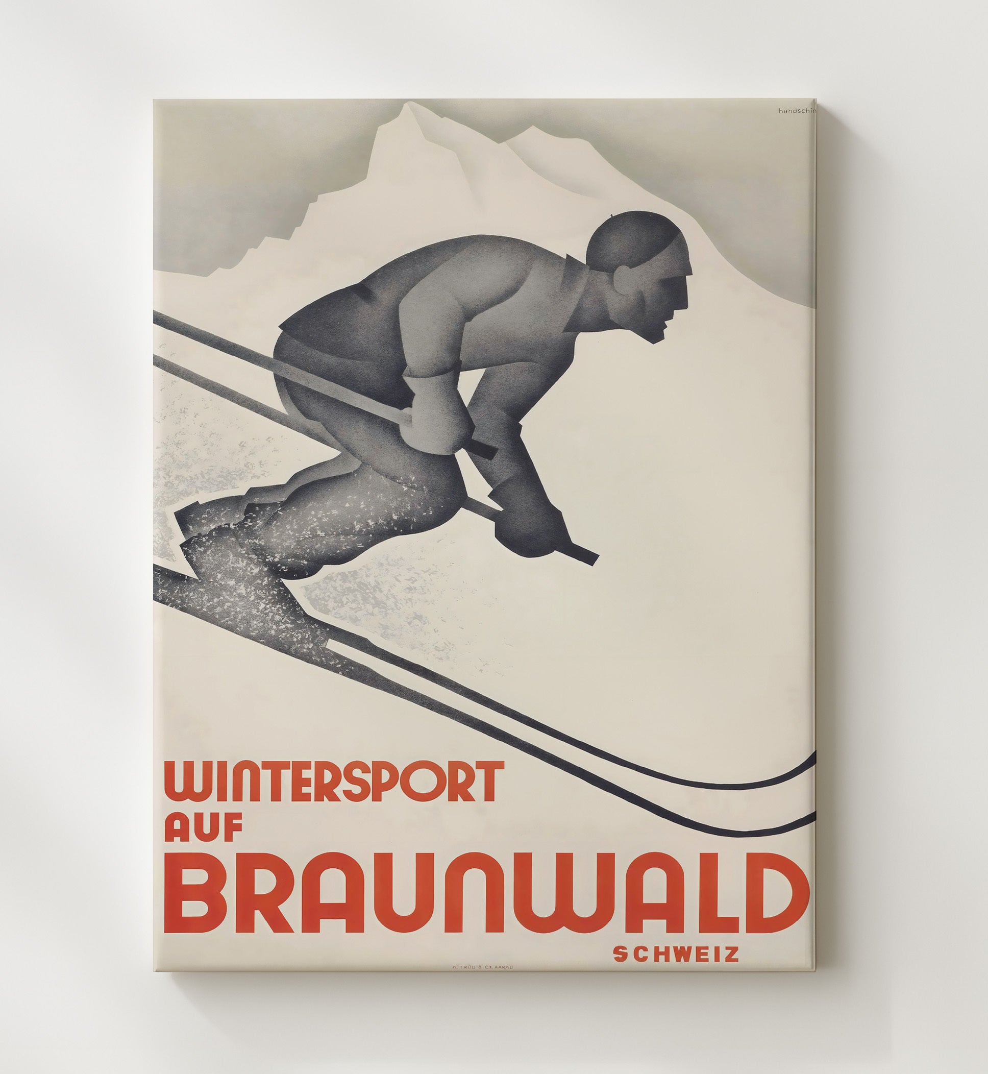 Braunwald Wintersport Vintage Travel Print 20x24 Canvas travel wall art print