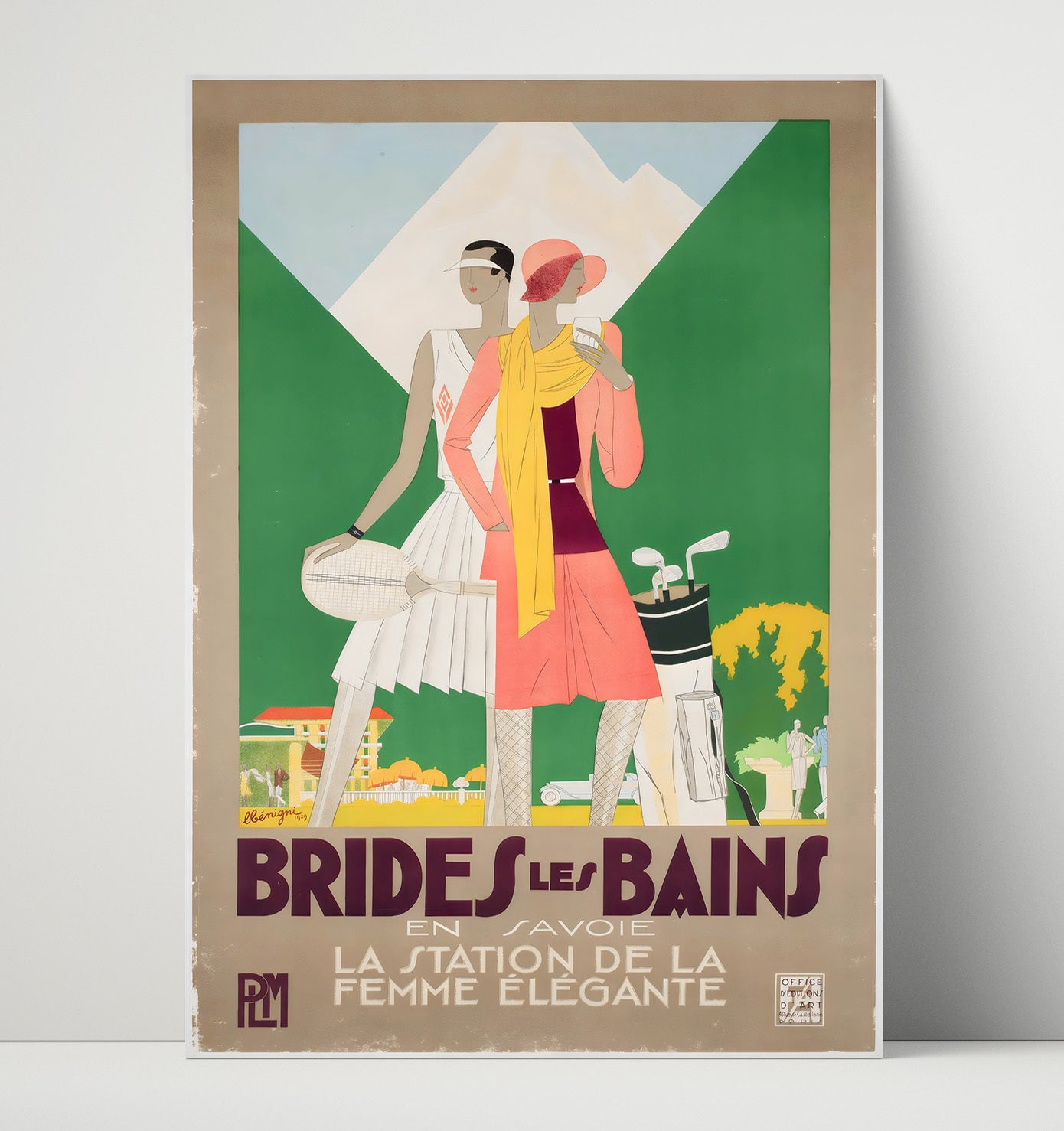 Brides les Bains Elegant Tennis and Golf Vintage Travel Print 16x20 Unframed Print travel wall art print