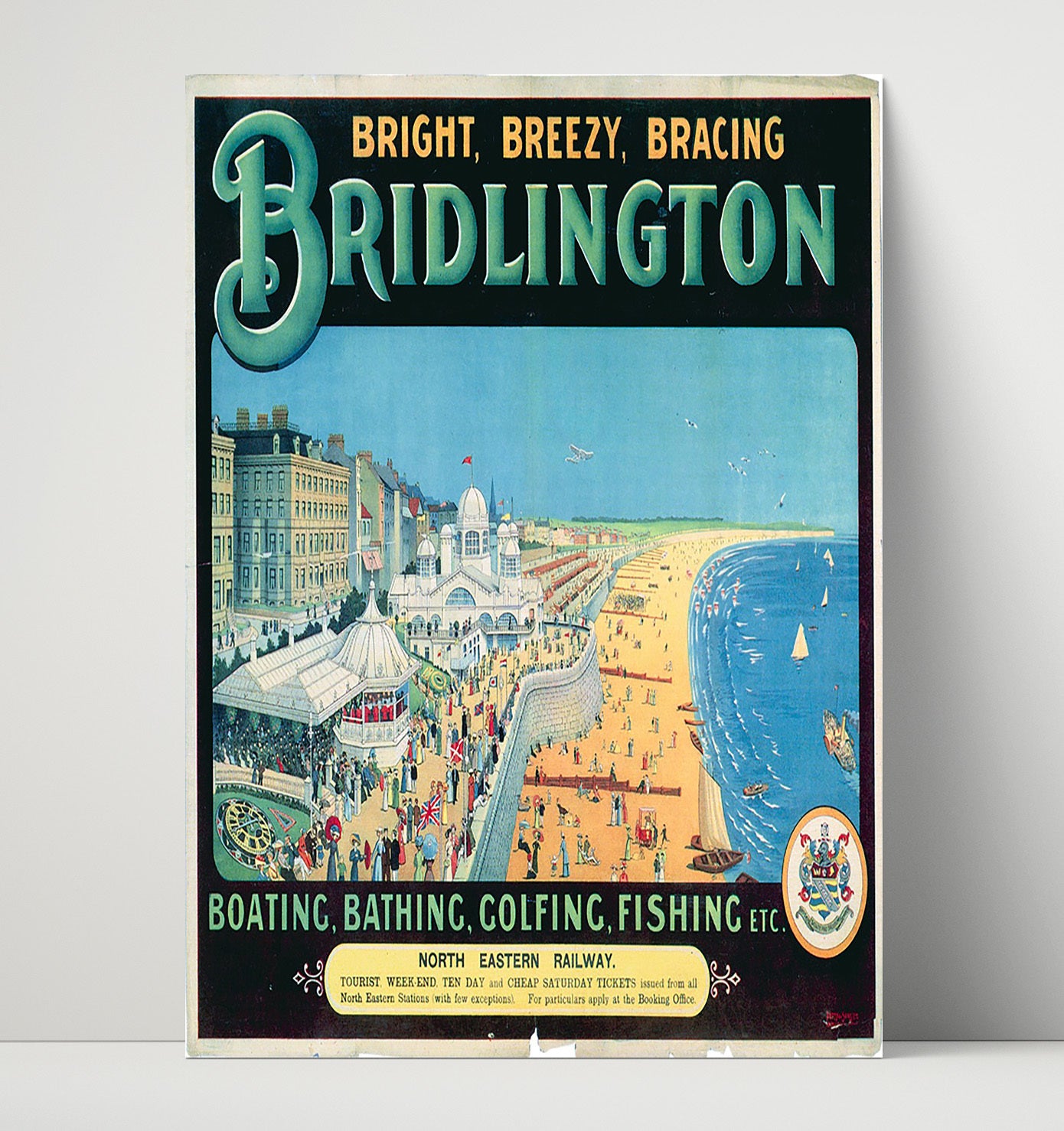 Bridlington Seaside Promenade Vintage Travel Print 16x20 Unframed Print travel wall art print