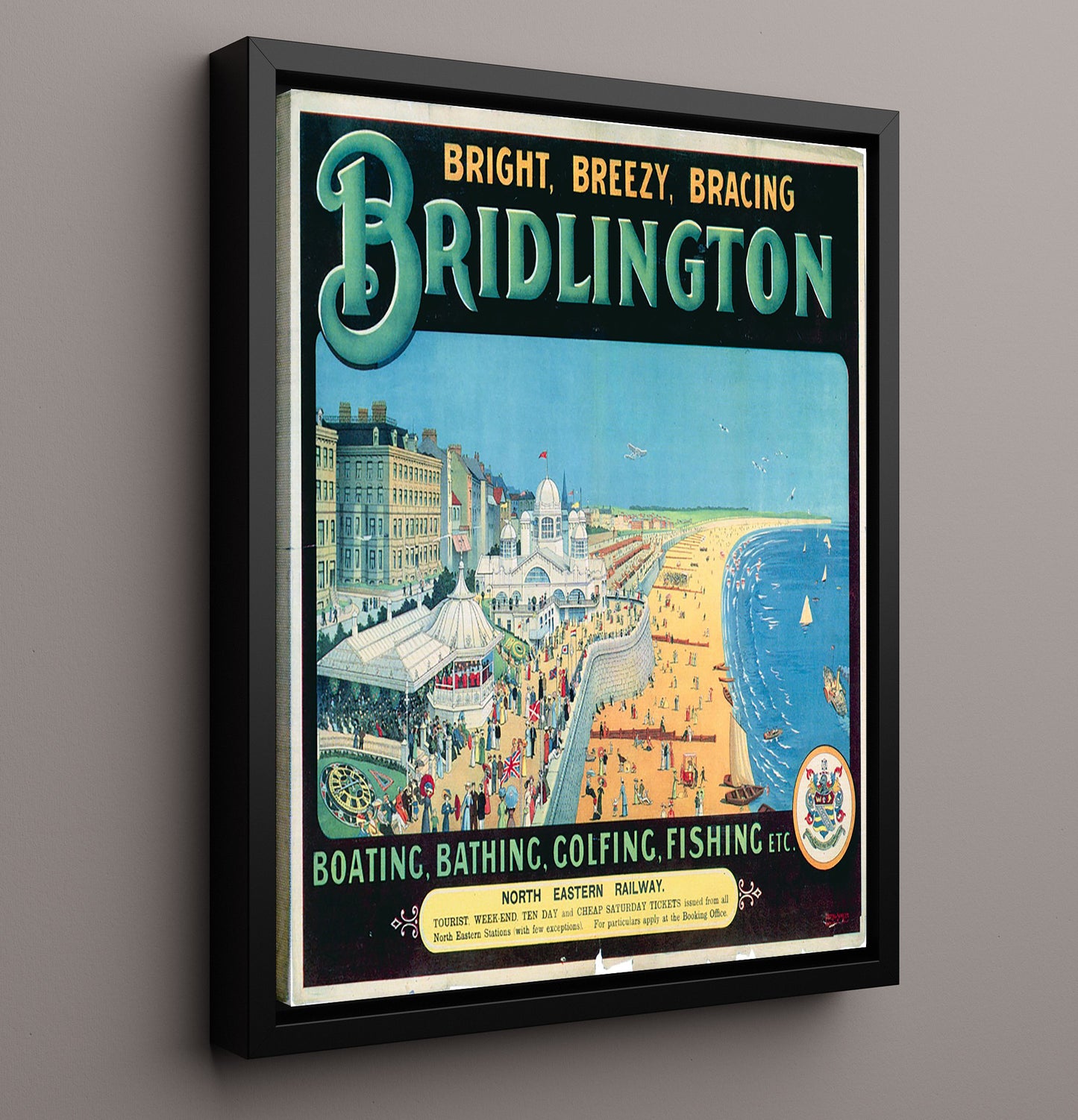 Bridlington Seaside Promenade Vintage Travel Print 16x20 Framed Canvas travel wall art print