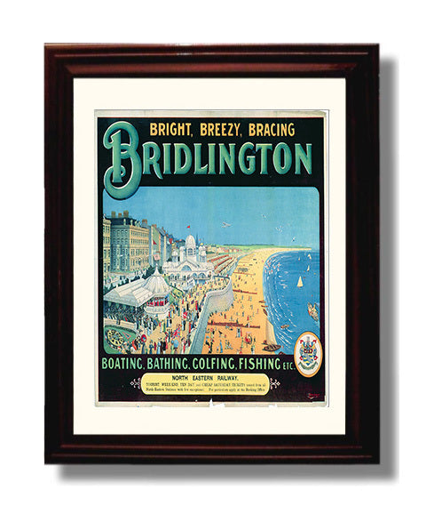 Bridlington Seaside Promenade travel poster wall art 8x10 Canvas