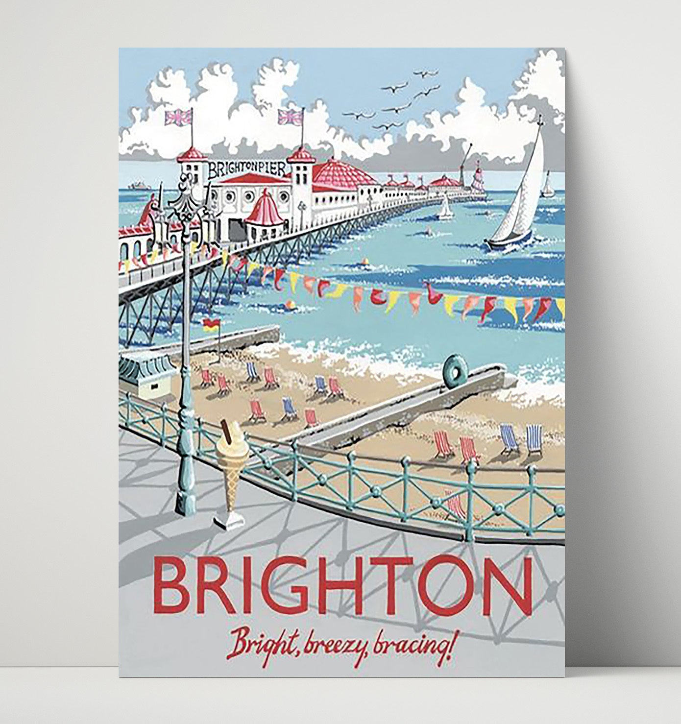 Brighton Brighton Pier Vintage Travel Print 16x20 Unframed Print travel wall art print