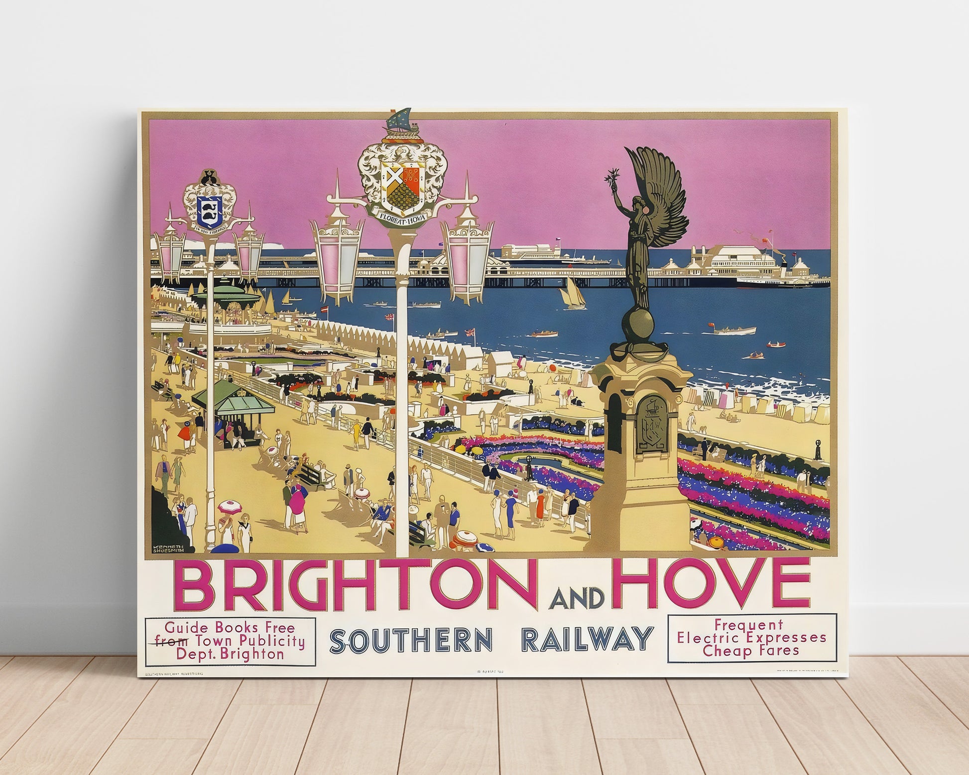 Brighton Hove Seaside Vintage Travel Print 16x20 Unframed Print travel wall art print